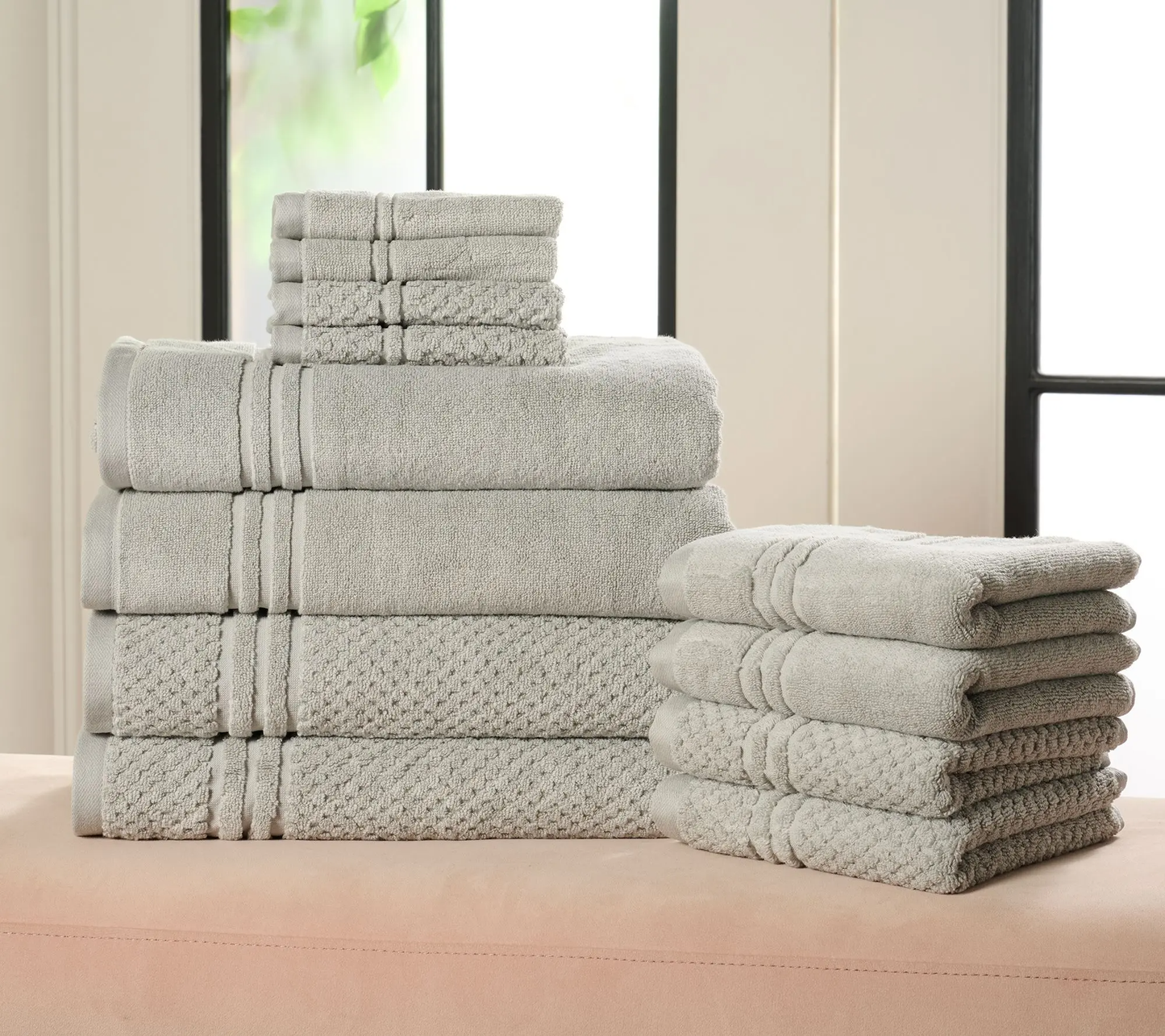 Soft 100% Cotton Towel Set – 12-Piece Bathroom Collection