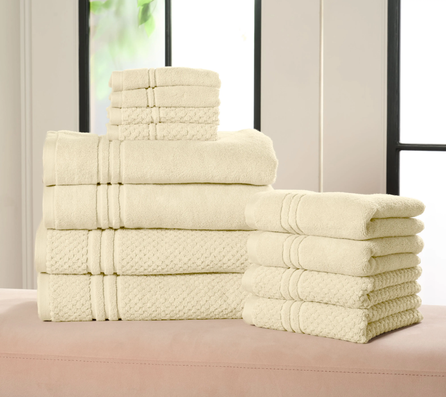 Soft 100% Cotton Towel Set – 12-Piece Bathroom Collection
