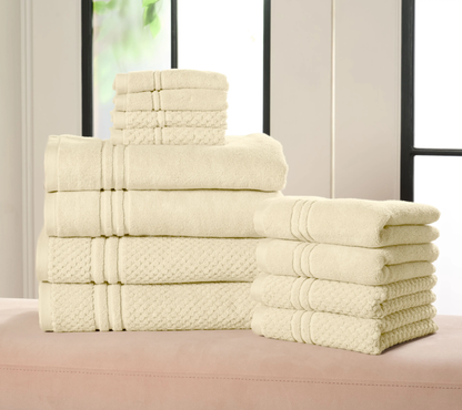 Soft 100% Cotton Towel Set – 12-Piece Bathroom Collection
