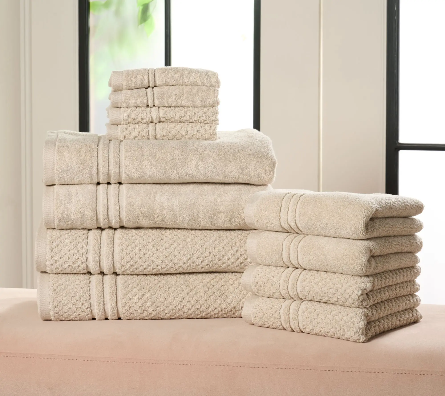 Soft 100% Cotton Towel Set – 12-Piece Bathroom Collection